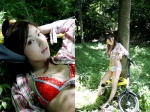 bicycle bikini_top natsu_no_bouken ponytail shirt swimsuit tatsumi_natsuko rating:Safe score:0 user:mock