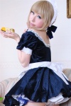 apron blonde_hair cosplay dress fate/series fate/stay_night hairband kamui_arisa maid maid_uniform panties saber secret_party rating:Safe score:0 user:nil!