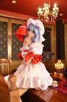 blue_hair cosplay dress hat remilia_scarlet shizuku touhou touhou_muge_youji wings rating:Safe score:0 user:nil!