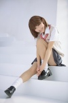 akitsu_honoka blouse cosplay kneesocks misaka_mikoto pleated_skirt school_uniform skirt sweater_vest to_aru_kagaku_no_railgun rating:Safe score:4 user:nil!