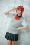 blouse cosplay free! hairbow matsuoka_gou pleated_skirt ponytail red_hair school_uniform skirt sweater_vest yaya rating:Safe score:0 user:nil!