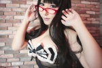 apron cleavage cosplay dress glasses hairband maid maid_uniform meganeko_3 original saku see-through underboob rating:Safe score:0 user:nil!