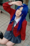 blazer blouse blue_hair cosplay fujihisa kawashima_ami kneesocks pleated_skirt school_uniform skirt toradora! rating:Safe score:1 user:nil!