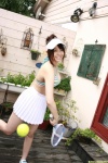 bikini_top dgc_0529 nakamura_shizuka pleated_skirt ponytail skirt swimsuit tennis_racket visor rating:Safe score:0 user:nil!