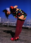 bikini_top clown collar costume gloves kumada_youko panties striped swimsuit thighhighs rating:Safe score:1 user:nil!