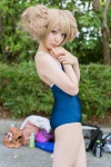 aisaka_taiga blonde_hair cosplay hair_buns koyomi pantyhose school_swimsuit swimsuit toradora! rating:Safe score:1 user:pixymisa