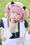 animal_ears apron cat_ears cleavage collar cosplay dress inu_boku_secret_service leash maid maid_uniform pink_hair roromiya_karuta yui_(ii) rating:Safe score:0 user:nil!