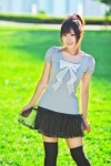 blouse hairbow miniskirt necklace ponytail shimizu_miki skirt thighhighs zettai_ryouiki rating:Safe score:0 user:pixymisa