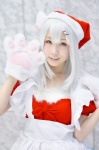 animal_ears apron cat_ears cosplay dress paw_gloves santa_costume stocking_cap tagme_character tagme_series white_hair you_(ii) rating:Safe score:0 user:nil!