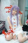 al_azif cosplay demonbane dress hair_ribbons pantyhose purple_hair socks yosugara_touru rating:Safe score:0 user:nil!