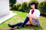 blouse bookbag kneesocks kurokawa_yui pleated_skirt school_uniform skirt rating:Safe score:3 user:nil!