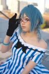 amenomori_nozomi blue_hair cards cosplay dress forest glasses kaieda_kae rating:Safe score:1 user:nil!