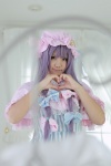 <3 bed capelet cosplay dress enako hat patchouli_knowledge purple_hair touhou rating:Safe score:1 user:nil!