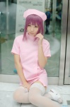 cosplay dress nanase_ren nurse nurse_cap nurse_uniform ponytail purple_hair thighhighs yae_maiko yakin_byoutou zettai_ryouiki rating:Safe score:2 user:nil!