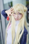 blonde_hair blouse cosplay hair_bun hoodie kin-iro_mosaic kujou_karen lollipop mamitan school_uniform rating:Safe score:0 user:nil!