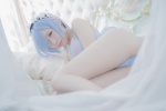 bed blue_hair bra cosplay fleia fleia_oni_ga_katteru? hairband panties rem_(re:zero) re:zero rating:Safe score:3 user:nil!