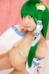 cleavage cosplay detached_sleeves gohei green_hair kochiya_sanae lenfried pasties touhou rating:Safe score:0 user:nil!