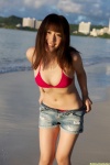 beach bikini cleavage denim dgc_0935 kuroda_arisa ocean open_clothes shorts side-tie_bikini swimsuit rating:Safe score:1 user:nil!