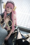 boots cosplay default_costume headset kiyomichi megurine_luka pink_hair skirt thighhighs vest vocaloid rating:Safe score:0 user:nil!