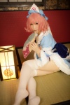 atsuki cosplay dress fan hat panties pink_hair saigyouji_yuyuko suite_memory thighhighs touhou white_legwear rating:Safe score:2 user:nil!