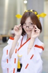 cosplay detached_sleeves glasses hairband kantai_collection keto kimono kirishima_(kantai_collection) miko pleated_skirt skirt rating:Safe score:0 user:nil!