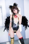 boots cleavage cosplay hairbow leotard mike reiuji_utsuho thigh_boots thighhighs touhou wings rating:Safe score:3 user:nil!