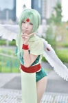 ai_(vi) bodysuit choker cosplay elf_ears finn_fish green_hair kamikaze_kaitou_jeanne pantyhose sheer_legwear wings rating:Safe score:2 user:nil!