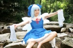 blue_hair cirno cosplay dress hairbow kneehighs lenfried striped touhou wings rating:Safe score:1 user:nil!