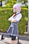 ageha bike_shorts blouse cosplay gloves kantai_collection pink_hair pleated_skirt school_uniform shiranui_(kantai_collection) shorts skirt vest rating:Safe score:0 user:nil!