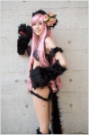 animal_ears cat_ears catgirl cosplay felicia fur fuyu_tsugu garters hairband kneehighs pantyhose paw_gloves pink_hair red_eyes tail vampire_(game) rating:Safe score:1 user:lolzin
