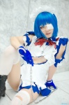 apron blue_hair boots chains cleavage cosplay dress eyepatch gloves hairband ikkitousen kai maid maid_uniform panties ryomou_shimei thighhighs torn_clothes underboob rating:Safe score:3 user:nil!