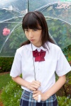 blouse makihara_ayu pleated_skirt rain school_uniform skirt umbrella rating:Safe score:1 user:nil!