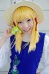 blonde_hair blouse cosplay frog moriya_suwako straw_hat stuffed_animal suzuran tank_top touhou rating:Safe score:0 user:nil!