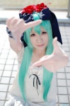 aqua_hair cosplay hatsune_miku momoneko_haru twintails vocaloid world_is_mine_(vocaloid) rating:Safe score:1 user:Log