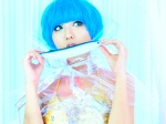 ahane_ahaneco bikini_top blue_hair cosplay fish original plastic_wrap swimsuit rating:Safe score:1 user:nil!
