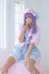boots capelet cosplay dress enako hat patchouli_knowledge purple_hair touhou rating:Safe score:0 user:nil!