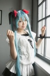 blouse cosplay green_hair hair_ribbons hatsune_miku mashiro_yuki tiered_skirt twintails vocaloid world_is_mine_(vocaloid) rating:Safe score:0 user:pixymisa