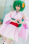 <3 cosplay detached_sleeves flower green_hair kimono macross macross_frontier miiko obi ranka_lee red_eyes thighhighs twintails zettai_ryouiki rating:Safe score:1 user:pixymisa