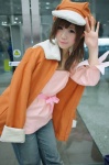 bakemonogatari blouse coat cosplay hat kousaka_yun sengoku_nadeko trousers rating:Safe score:1 user:pixymisa