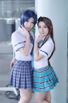 ahoge alime blouse blue_hair cosplay hairband idolmaster_2 minase_iori miura_azusa pleated_skirt school_uniform skirt so-da tie rating:Safe score:1 user:nil!