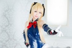 blonde_hair body_suit cosplay dead_or_alive detached_sleeves detailed_explanation fingerless_gloves hair_ribbons marie_rose mike twintails rating:Safe score:0 user:nil!