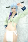 blue_hair cosplay croptop gotou_matabei_(samurai_girls) hyakka_ryouran_samurai_girls natsu pantyhose ponytail shorts wakizashi rating:Safe score:3 user:nil!