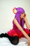 cosplay flower garter_belt namada original purple_hair qipao ruffles thighhighs zettai_ryouiki rating:Safe score:0 user:nil!