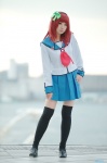 angel_beats! cosplay hairband nakamura_yuri pleated_skirt raiko red_hair sailor_uniform school_uniform skirt thighhighs zettai_ryouiki rating:Safe score:0 user:nil!