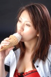 bikini_top blouse cleavage ice_cream open_clothes satou_yurina swimsuit rating:Safe score:0 user:nil!