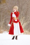 blonde_hair boots braid cosplay dress fate/series fate/stay_night kamui_arisa red_moon saber rating:Safe score:0 user:nil!