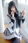 akemi_homura blouse cosplay hairband mai pantyhose pleated_skirt puella_magi_madoka_magica skirt rating:Safe score:2 user:nil!