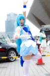 blue_hair choker cosplay cure_marine dress hairbow heartcatch_precure! konoha kurumi_erika pretty_cure thighhighs wand zettai_ryouiki rating:Safe score:2 user:nil!