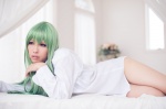 akane_ruka bed cc code_geass cosplay green_hair shirt rating:Safe score:3 user:pixymisa
