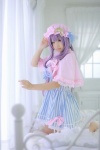 barefoot bed capelet cosplay dress enako hat patchouli_knowledge purple_hair touhou rating:Safe score:0 user:nil!